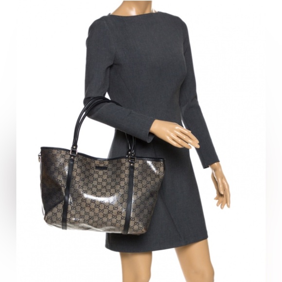 Gucci Grey/Black GG Crystal Canvas and Leather Joy Tote - Picture 15 of 15